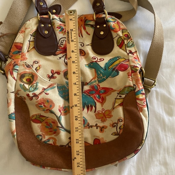 Lucky Brand Floral Beige Canvas Women's Bag with Leather/Suede Accents - Picture 14 of 16